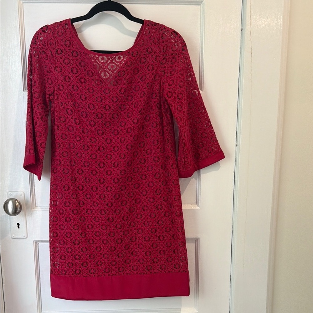 Laundry By Shelli Segal Red Lace Midi Dress
